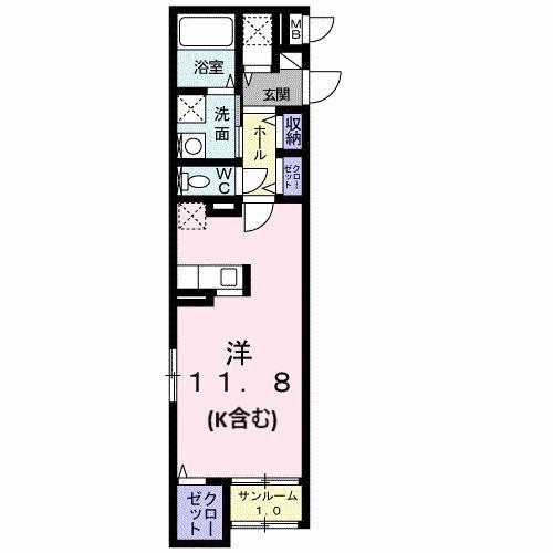 KENT.S(ワンルーム/1階)の間取り写真