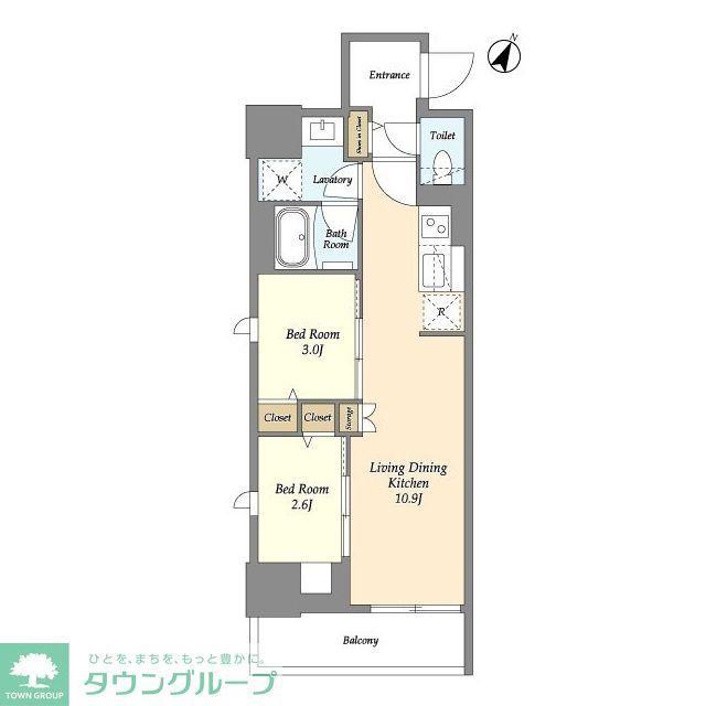 ドゥーエ三ノ輪III(2LDK/2階)の間取り写真