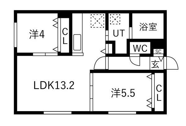 MODA N13(2LDK/1階)の間取り写真