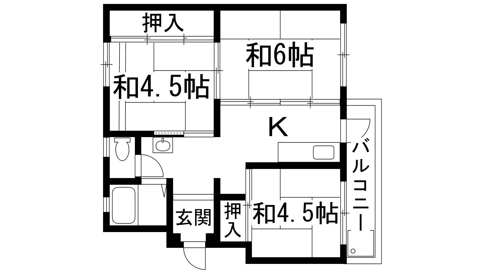 宝梅園1号棟(3K/4階)の間取り写真