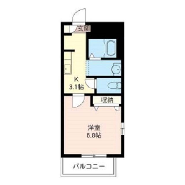 ベルヴィル能見台(1K/2階)の間取り写真