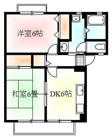 高松琴平電鉄琴平線 太田駅(高松) 徒歩13分 2階建 築30年(2DK/2階)の間取り写真