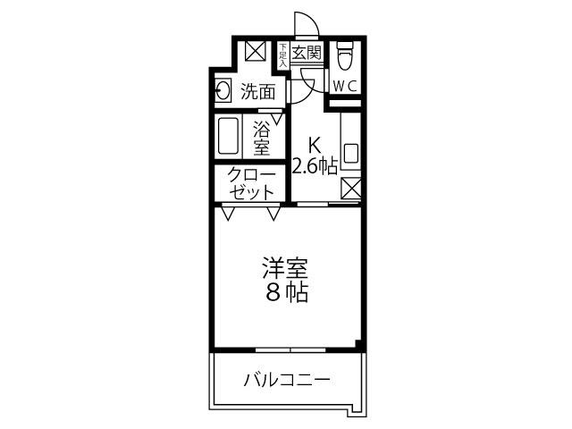 レジデンス22(1K/8階)の間取り写真