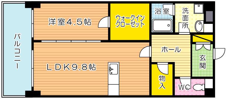 アヴィニールグランデ金田(1LDK/5階)の間取り写真