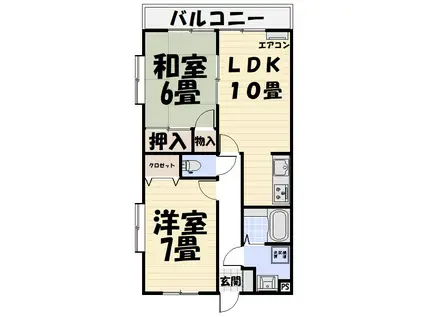 ターミーヒル(2LDK/3階)の間取り写真