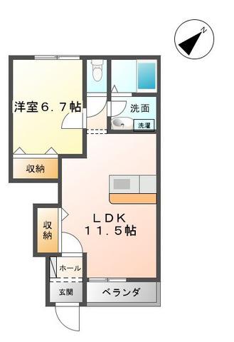 グランディールIII(1LDK/1階)の間取り写真