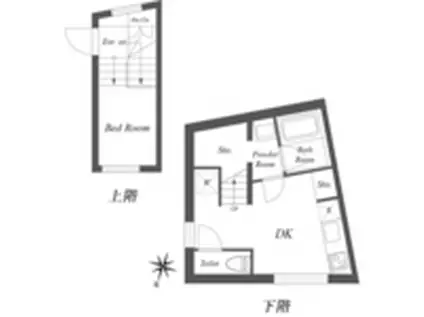 PASEO SANGENJAYA イースト ウエスト パセオ三軒茶屋(ワンルーム/1階)の間取り写真