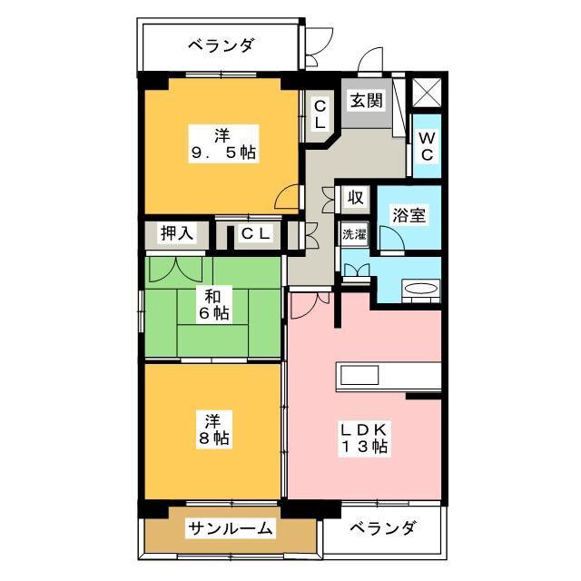 アクシス参番館(3LDK/6階)の間取り写真