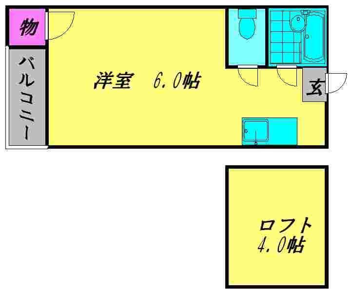 プライマリー合川 B棟(ワンルーム/2階)の間取り写真