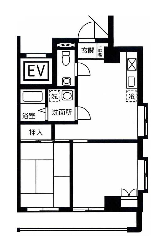 熊谷朝日ハイツ(2LDK/4階)の間取り写真