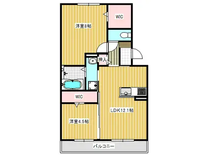 パークヴィラ合志III(2LDK/3階)の間取り写真