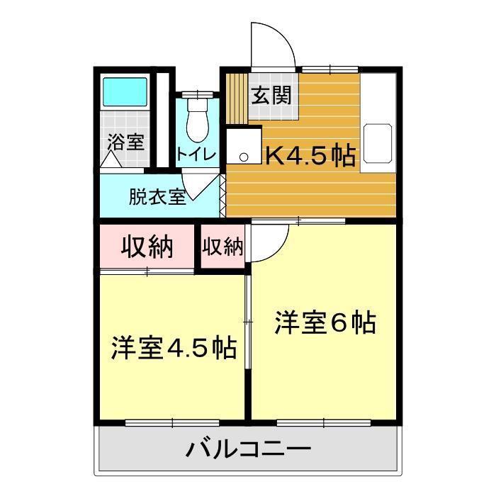 コーポ弥生(2K/2階)の間取り写真