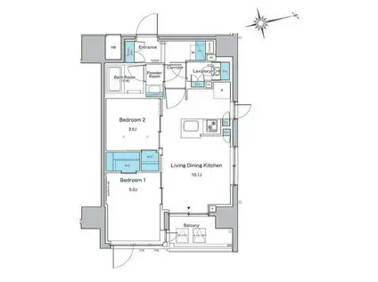 ルフォンプログレ品川戸越(2LDK/10階)の間取り写真