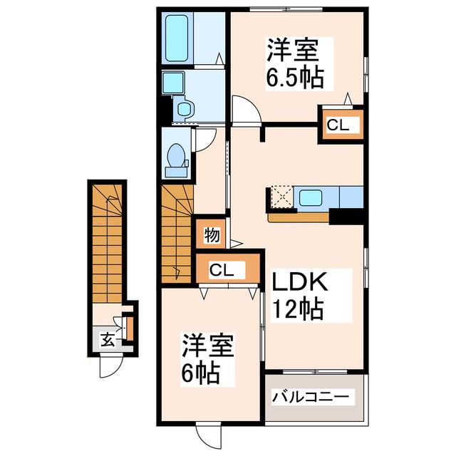 エルフィン(2LDK/2階)の間取り写真