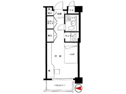 ビエラコート高槻(ワンルーム/4階)の間取り写真