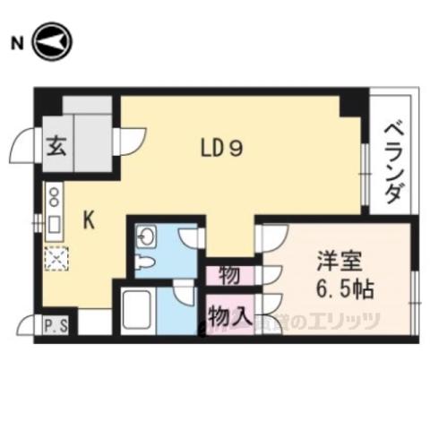 コアロード糺ノ森(1LDK/1階)の間取り写真