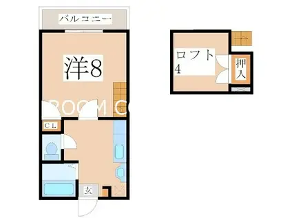 サンライズ大峯(1SK/2階)の間取り写真