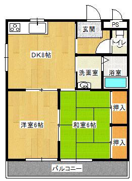 メイプル新代(2DK/2階)の間取り写真