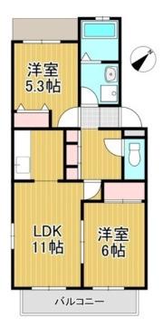 ベルメゾン那珂(2LDK/3階)の間取り写真