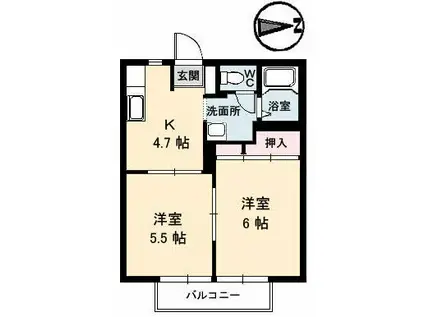 JOYFULSHIBANAKA(2K/1階)の間取り写真