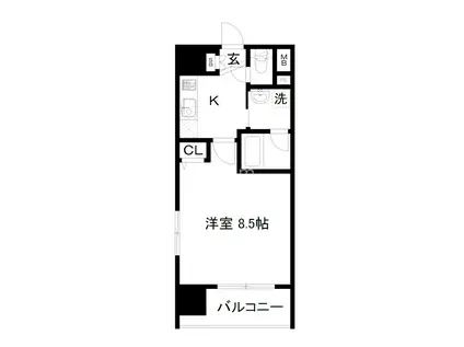 ベラジオ京都西院ウエストシティII(1K/1階)の間取り写真