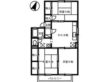 セジュール府中 B棟(3DK/2階)の間取り写真