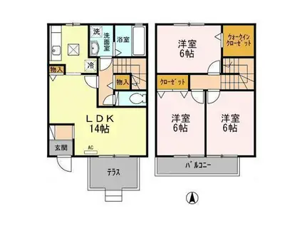 リビングタウン長橋台A(3LDK/1階)の間取り写真