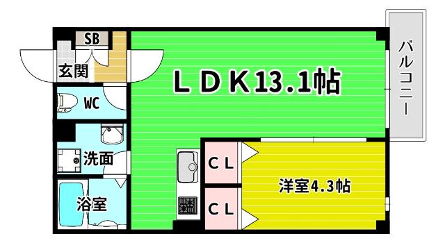 SOLASIA RESIDENCE 九条(1LDK/1階)の間取り写真