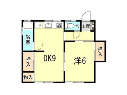 佐伯文化(2DK/2階)の間取り写真