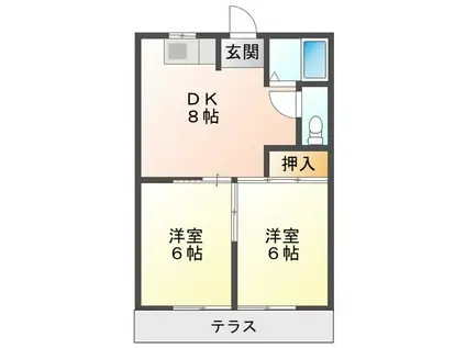 ウィング平田I(2DK/1階)の間取り写真