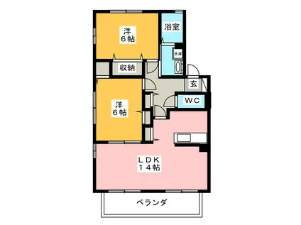 ロイヤルパルA(2LDK/2階)の間取り写真
