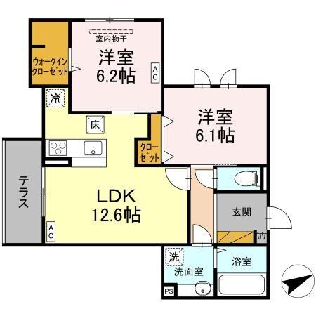 DS LIEN C(2LDK/1階)の間取り写真