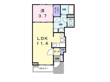 柳の里A(1LDK/1階)の間取り写真