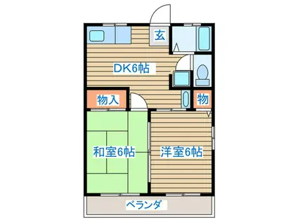 シティハイムフォンテーヌ(2DK/2階)の間取り写真