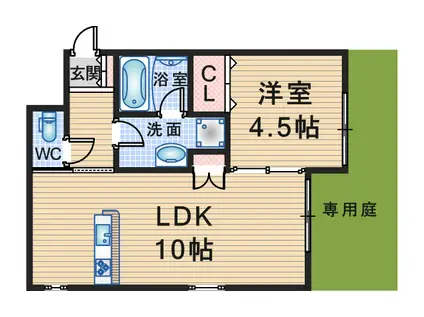 シャルムYODO(1LDK/1階)の間取り写真