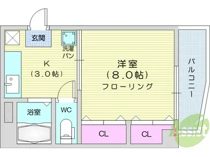 ウッドシティー志波(1K/3階)の間取り写真