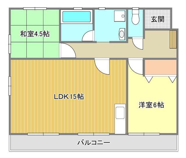 ソレイユ木之庄(2LDK/4階)の間取り写真