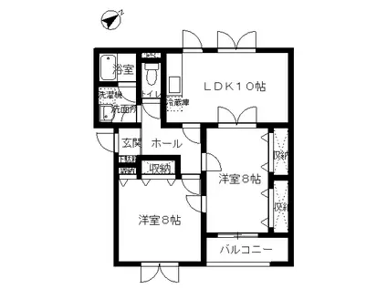 コート・フィオーレC(2LDK/2階)の間取り写真