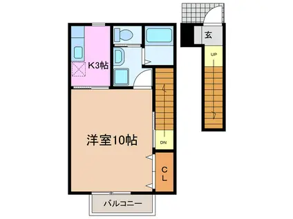 SATELLITE徳重(1K/2階)の間取り写真