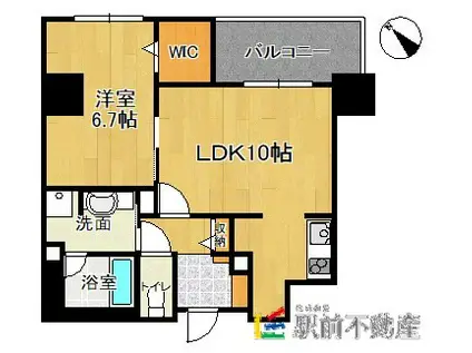 ウィスタリアレジデンス博多(1LDK/14階)の間取り写真