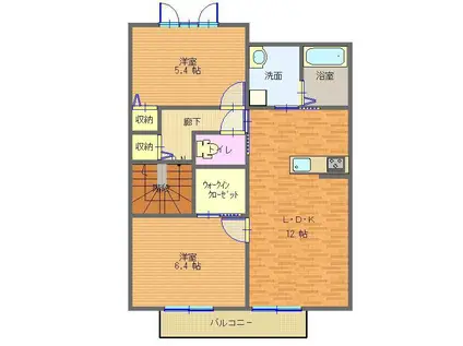 ガーデンコート宮島(2LDK/2階)の間取り写真