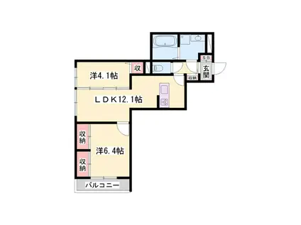 メゾン ド ソルテ B棟(1LDK/1階)の間取り写真