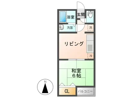 メゾン栄(1LDK/2階)の間取り写真
