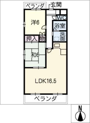スプリングハイツ3(2LDK/1階)の間取り写真