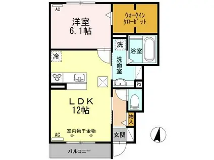 サンフォレスト領下(1LDK/1階)の間取り写真