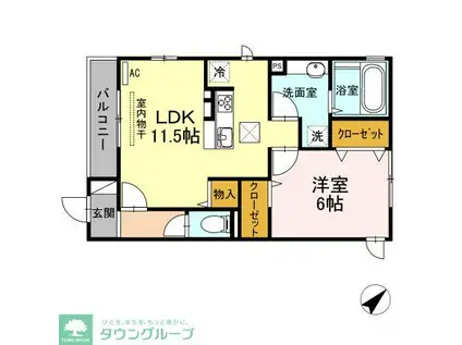 サンクオ リヴィエール(1LDK/1階)の間取り写真