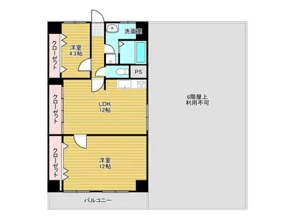 一徳ハイツPART2(2LDK/7階)の間取り写真