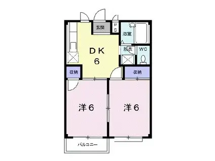 ハイツカミハラI(2DK/2階)の間取り写真