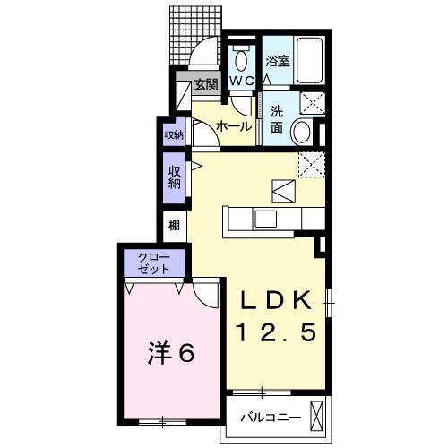 パシフィックコーストIII(1LDK/1階)の間取り写真