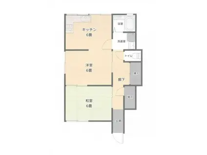 ブルージュII(2DK/1階)の間取り写真